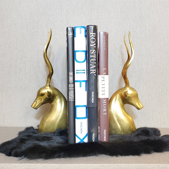 Vintage Boho Brass Antelope Bookends - Picture 1 of 9